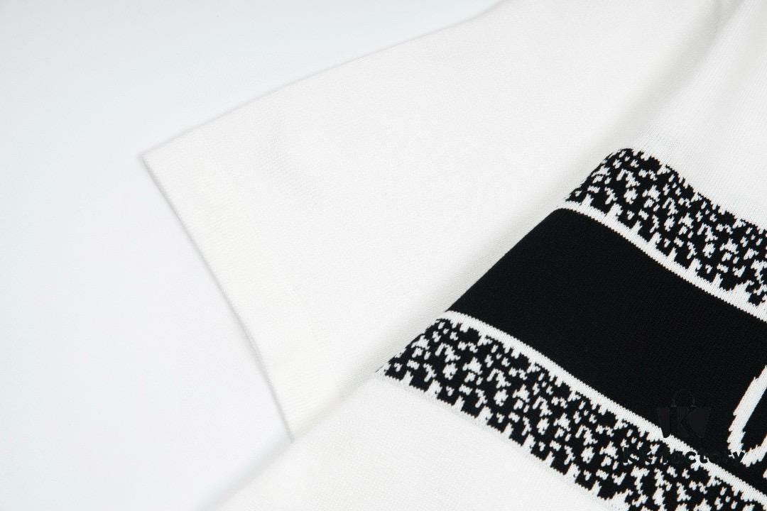 New Dior DIOR Jacquard Knit Short-Sleeve Slim-Fit Elastic T-Shirt, Unisex Design, Classic Collection, Smooth and Breathable Fabric, High-Quality Craftsmanship
