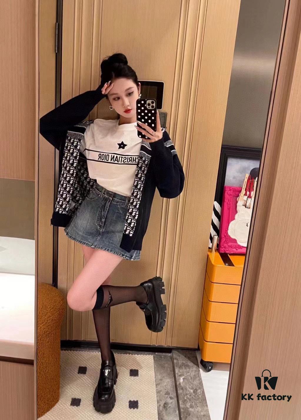 DIOR Cashmere Blend Reversible Logo Knit Coat