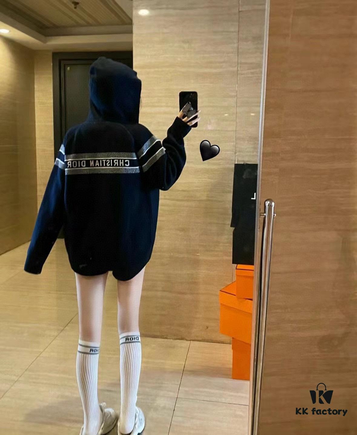 DIOR Cashmere Blend Reversible Logo Knit Coat