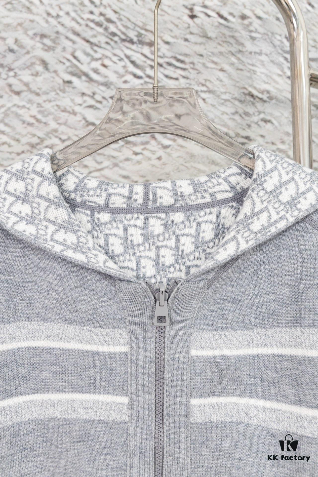 DIOR Cashmere Blend Reversible Logo Knit Coat