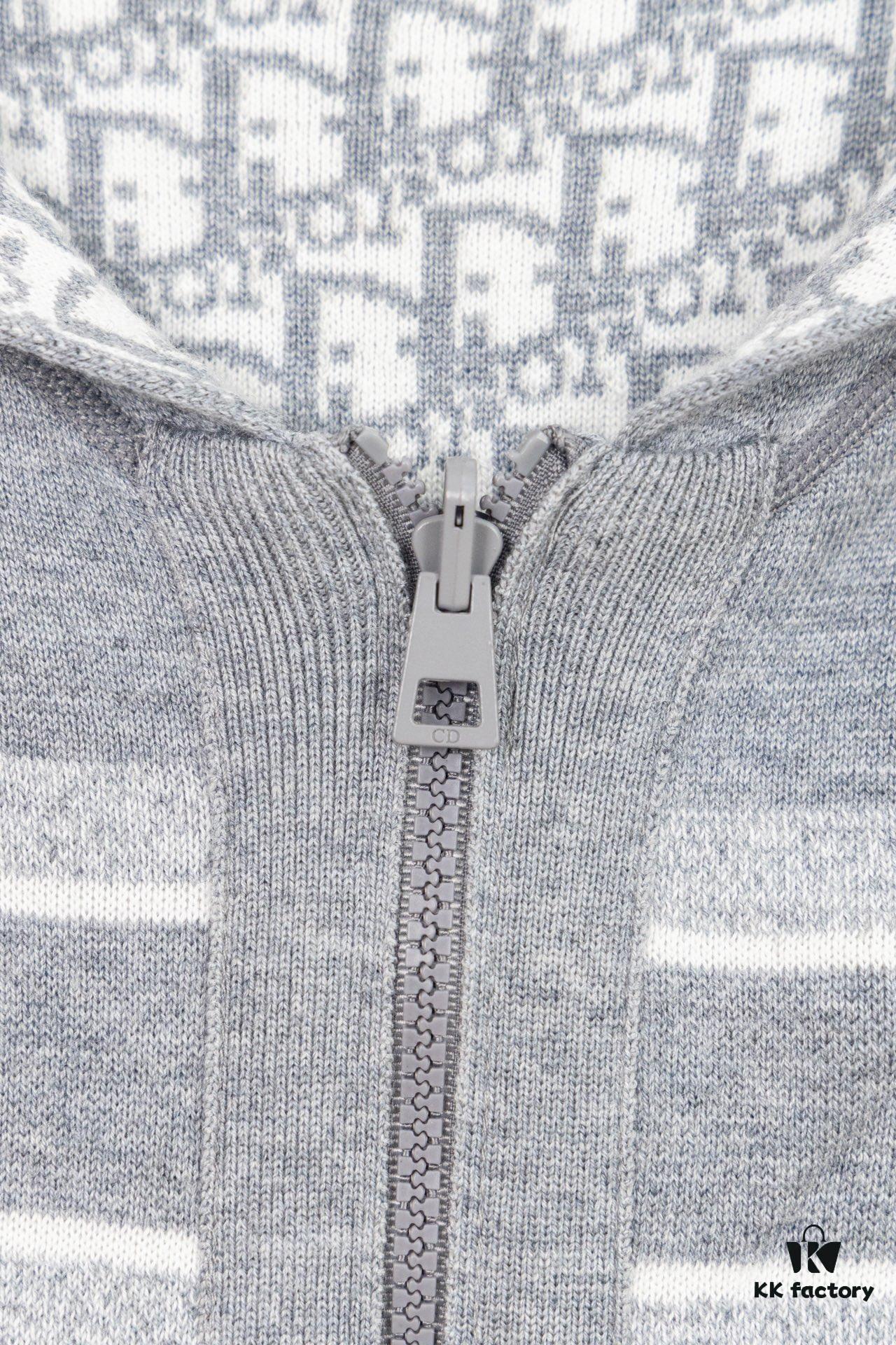 DIOR Cashmere Blend Reversible Logo Knit Coat