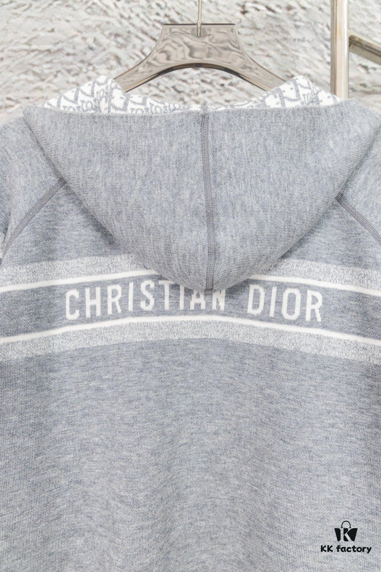 DIOR Cashmere Blend Reversible Logo Knit Coat