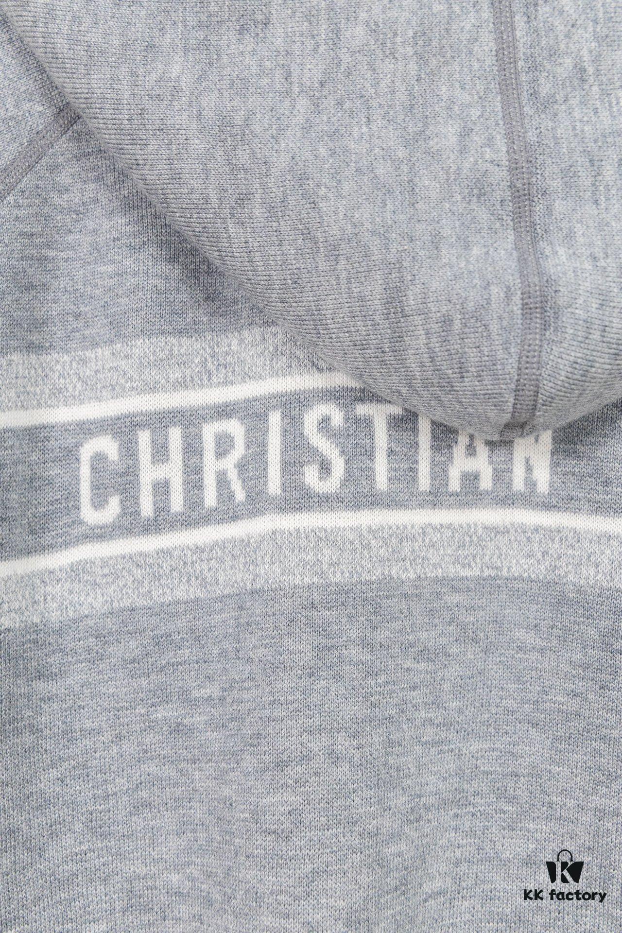 DIOR Cashmere Blend Reversible Logo Knit Coat