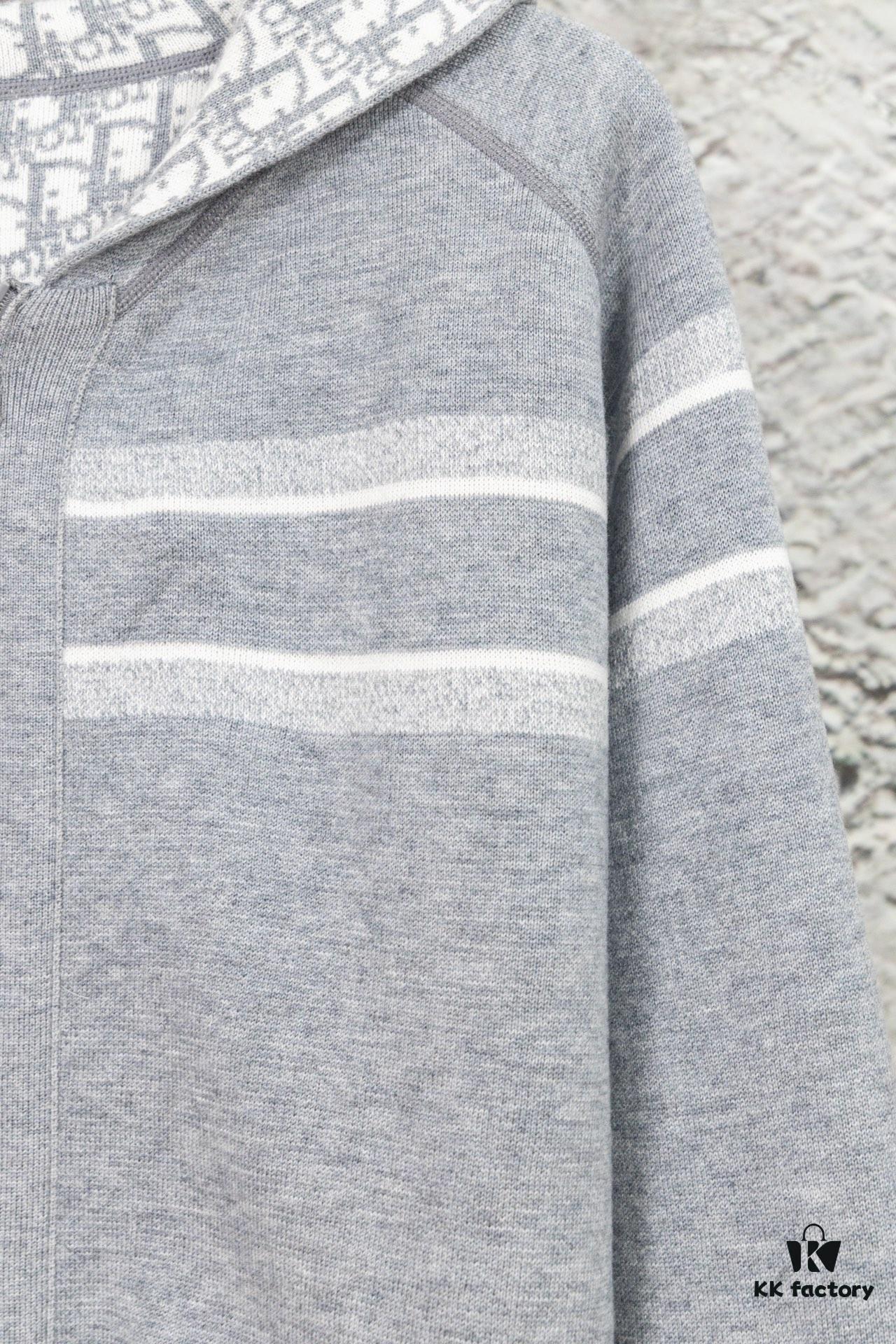 DIOR Cashmere Blend Reversible Logo Knit Coat