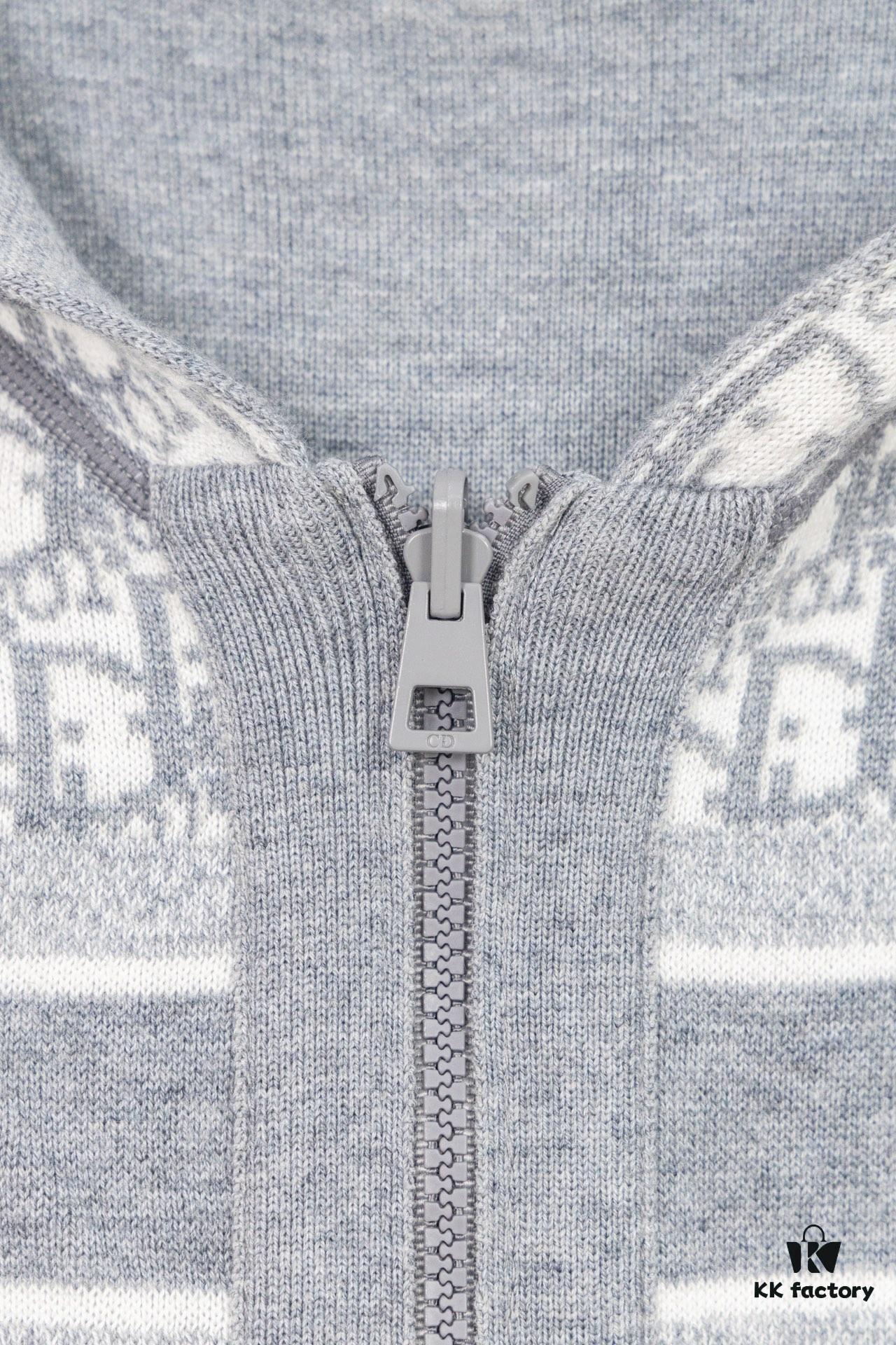 DIOR Knit Coat with Double-Faced Cashmere and Logo Pattern