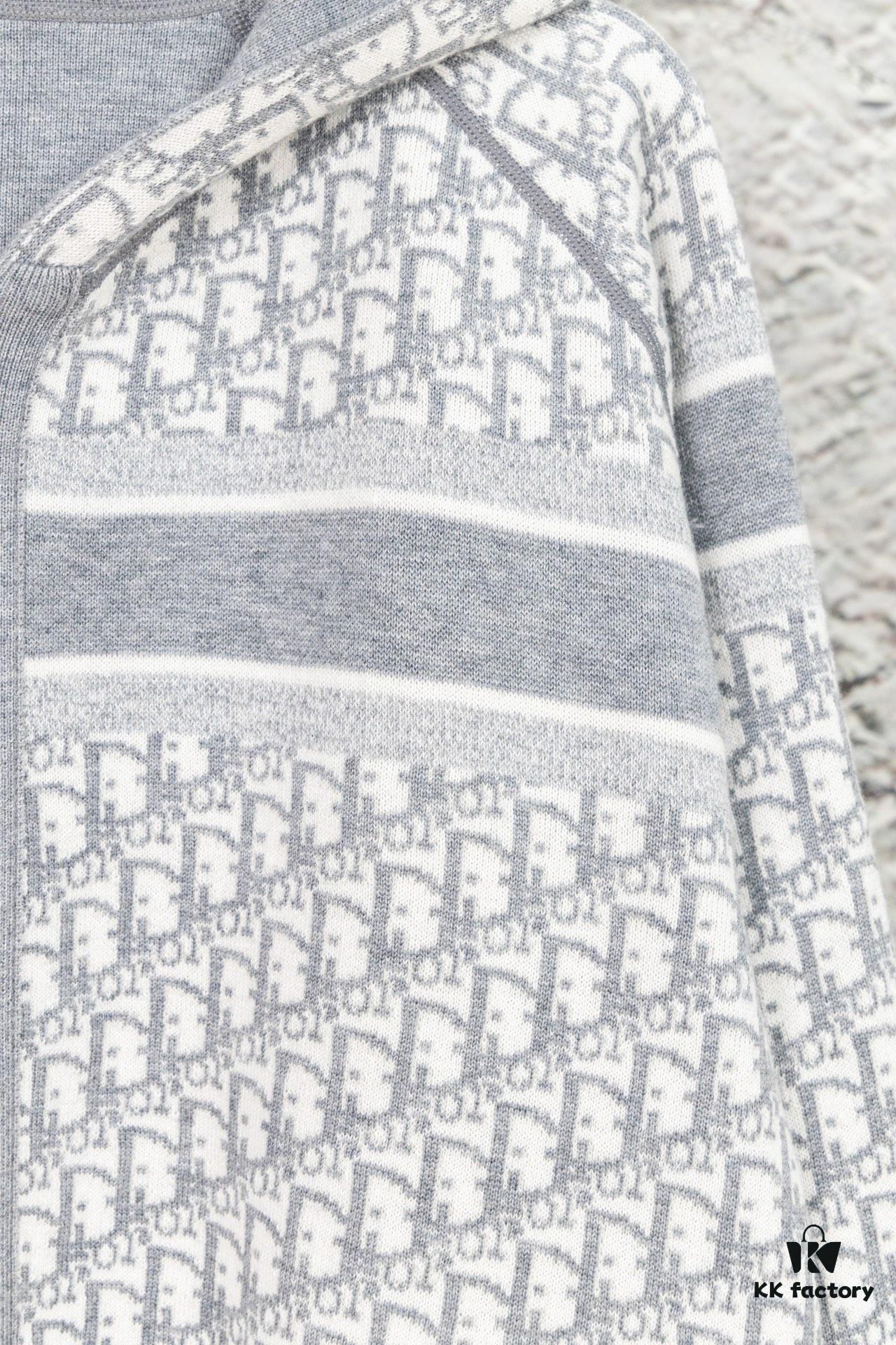 DIOR Knit Coat with Double-Faced Cashmere and Logo Pattern