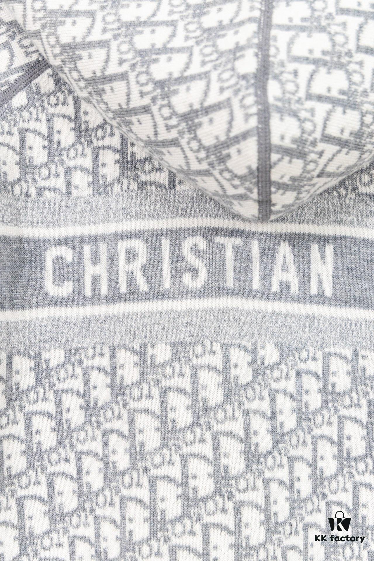 DIOR Knit Coat with Double-Faced Cashmere and Logo Pattern