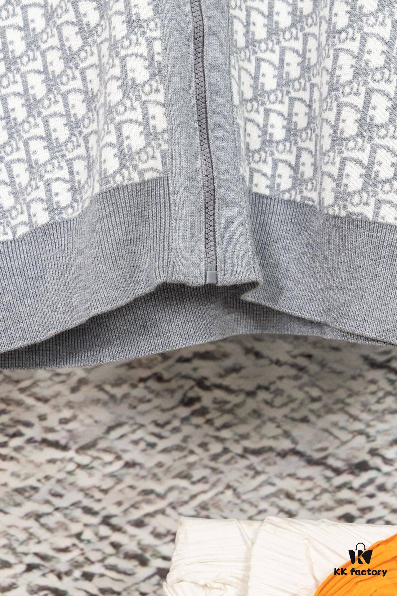 DIOR Knit Coat with Double-Faced Cashmere and Logo Pattern