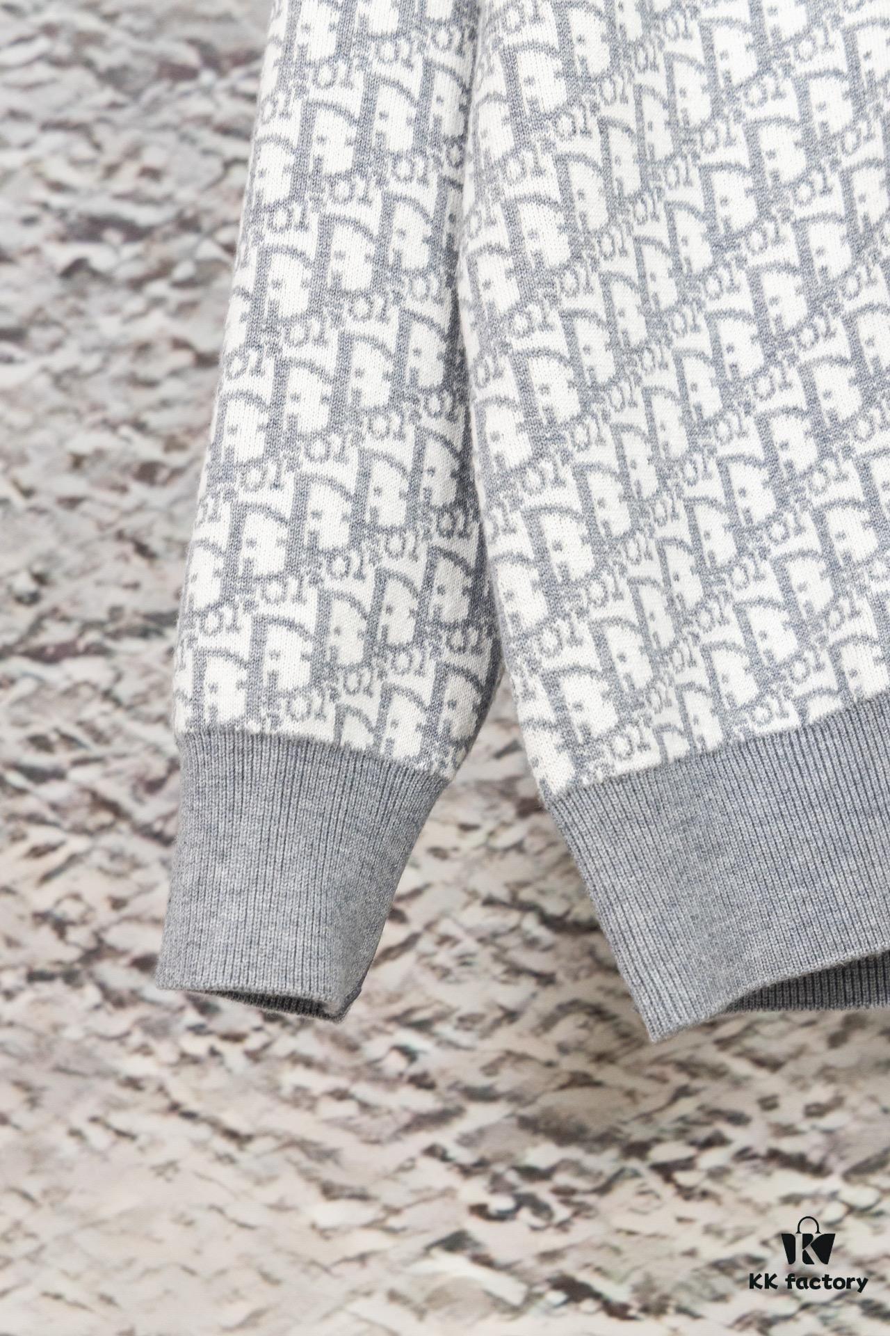 DIOR Knit Coat with Double-Faced Cashmere and Logo Pattern