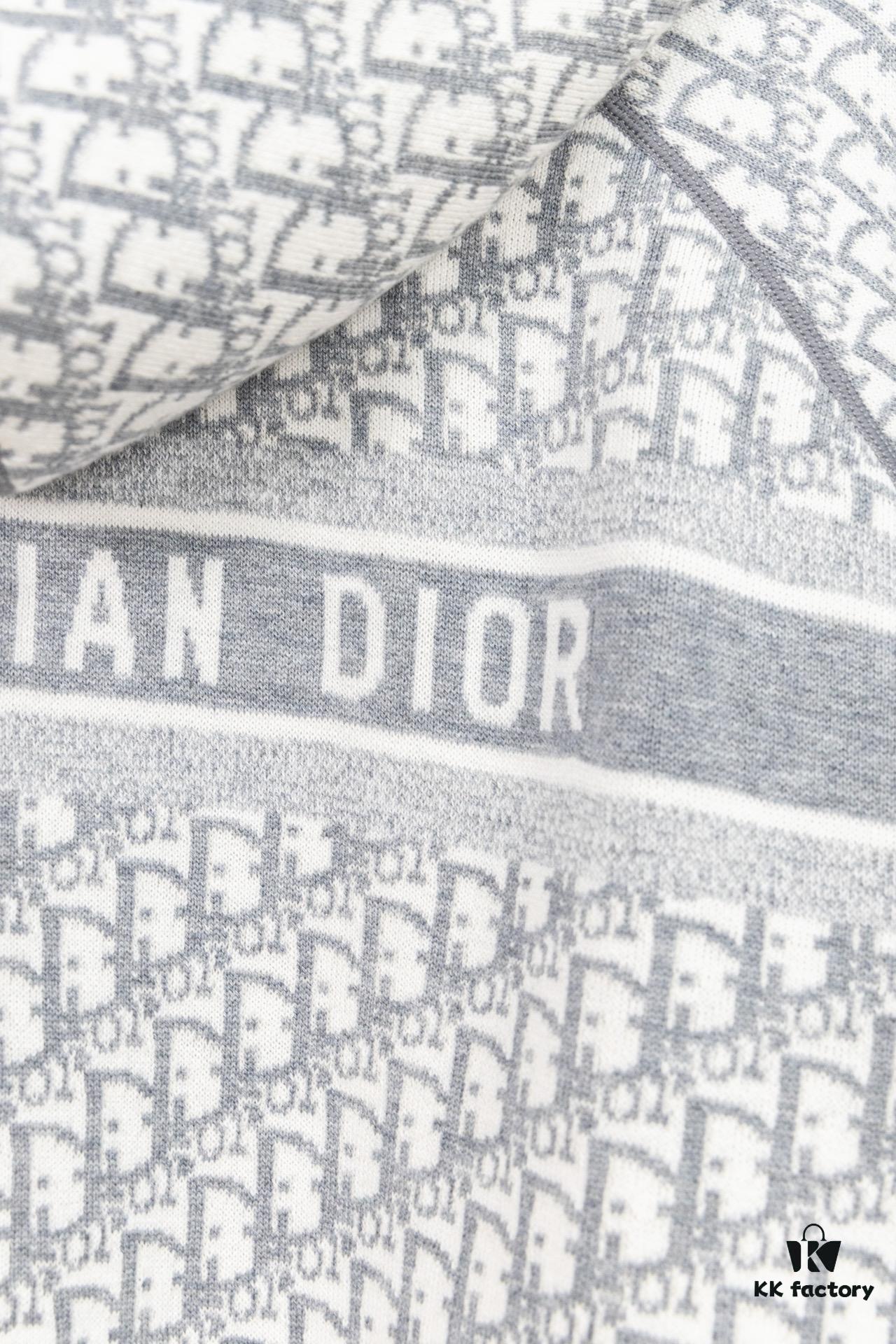 DIOR Knit Coat with Double-Faced Cashmere and Logo Pattern