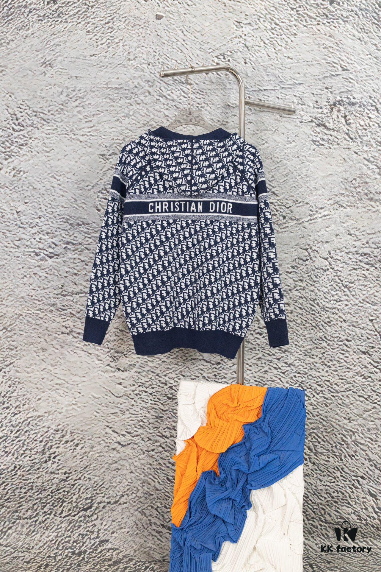 DIOR Knit Coat with Double-Faced Cashmere and Logo Jacquard