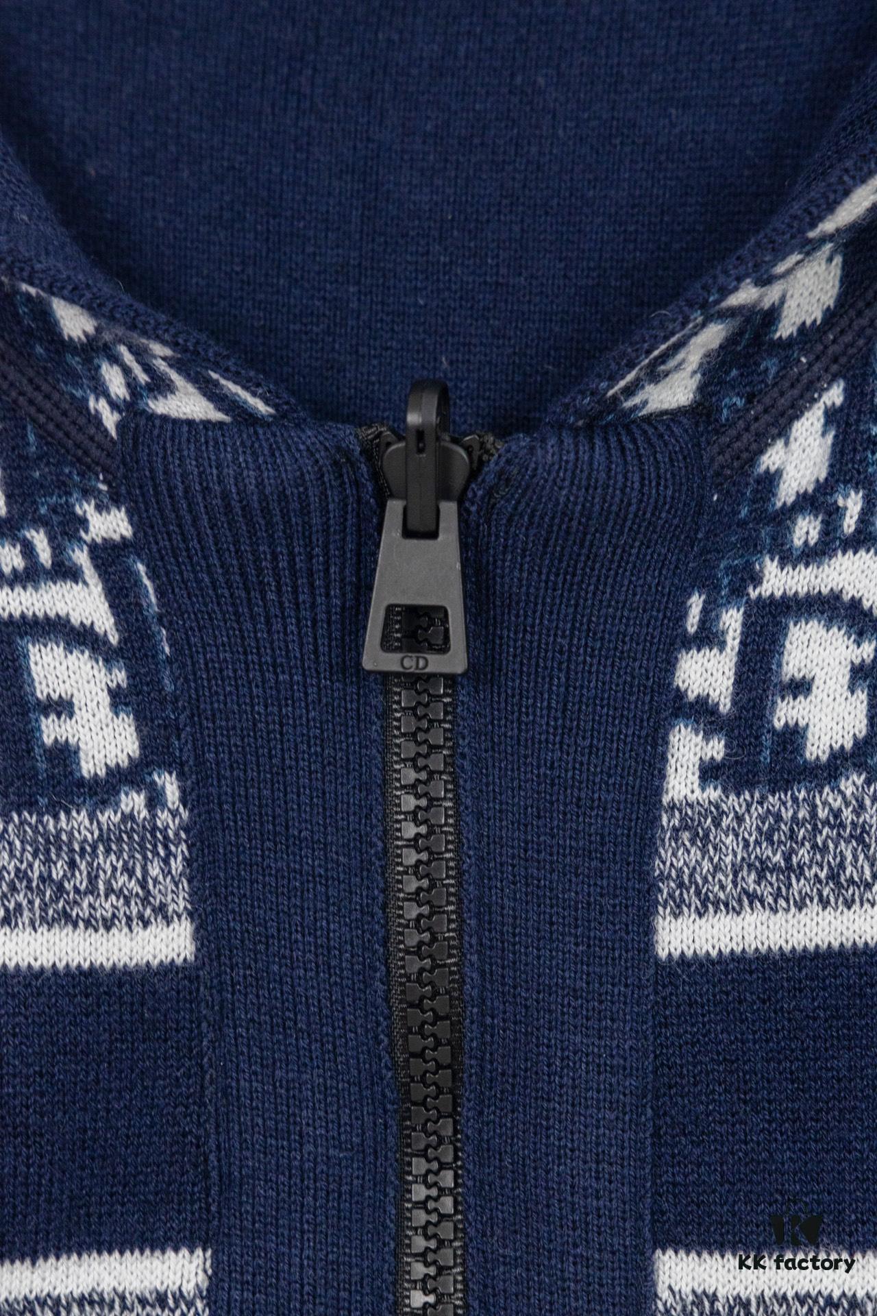 DIOR Knit Coat with Double-Faced Cashmere and Logo Jacquard