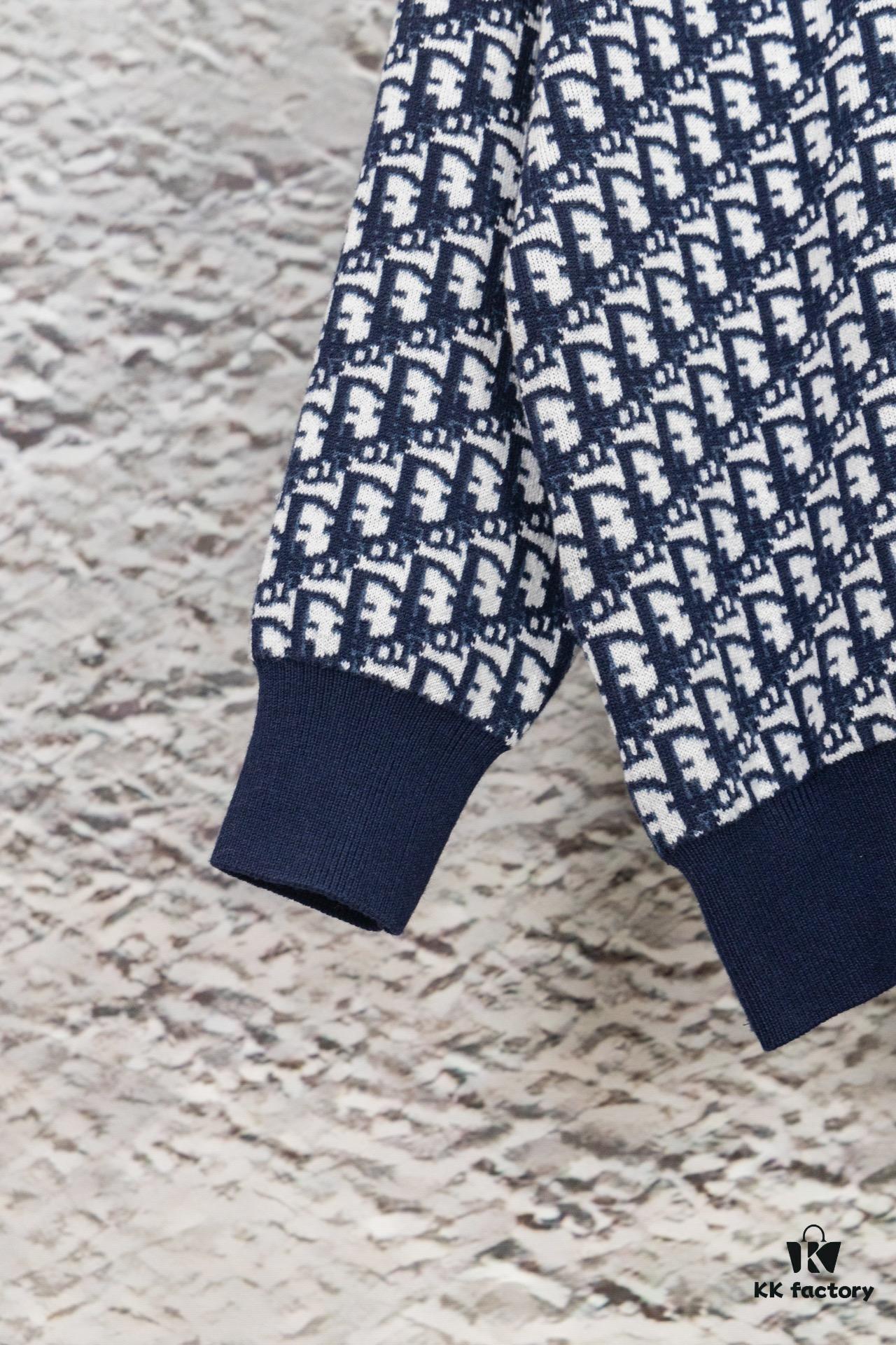 DIOR Knit Coat with Double-Faced Cashmere and Logo Jacquard