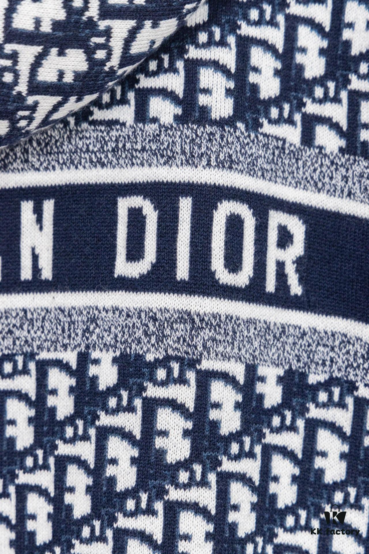 DIOR Knit Coat with Double-Faced Cashmere and Logo Jacquard