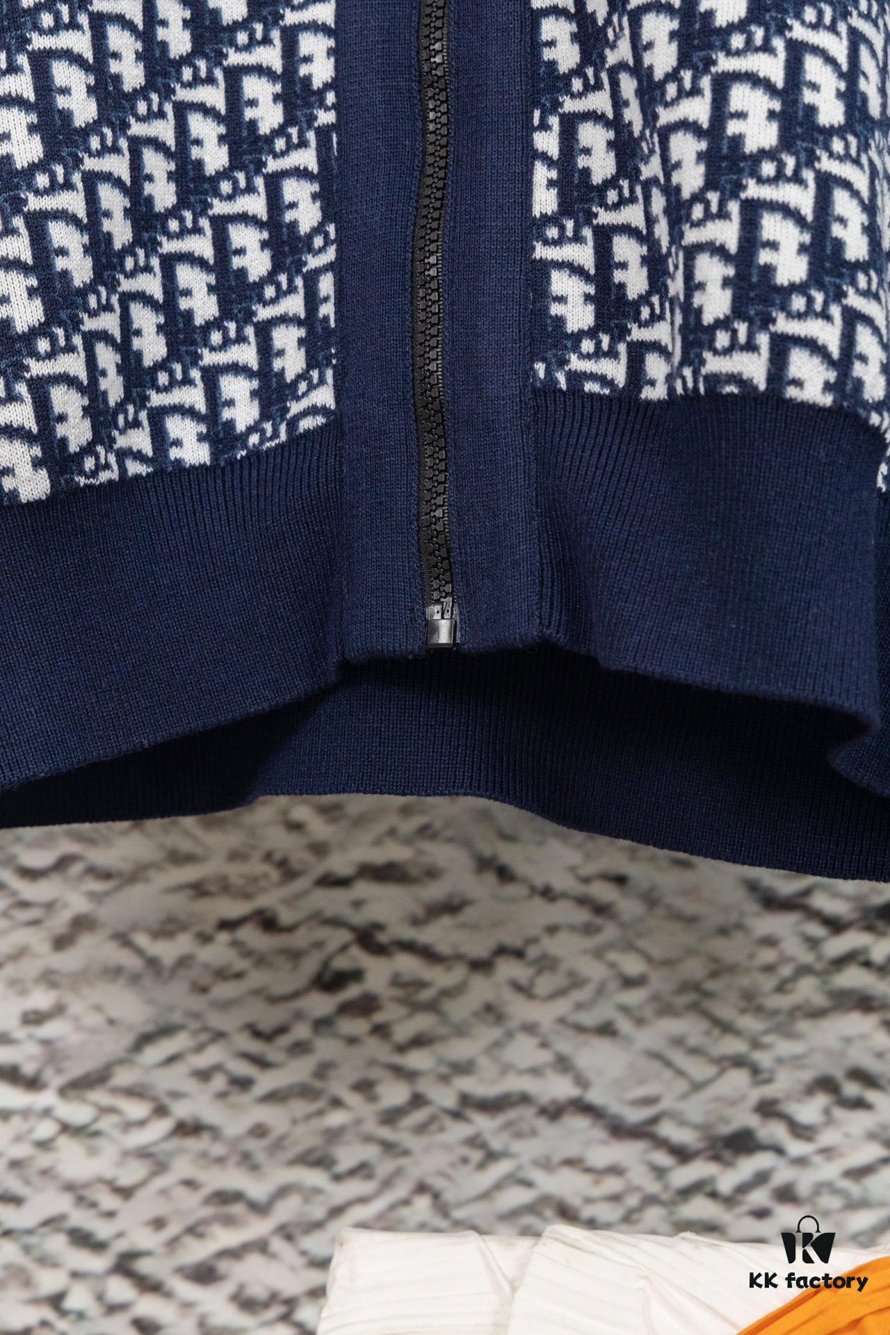 DIOR Knit Coat with Double-Faced Cashmere and Logo Jacquard