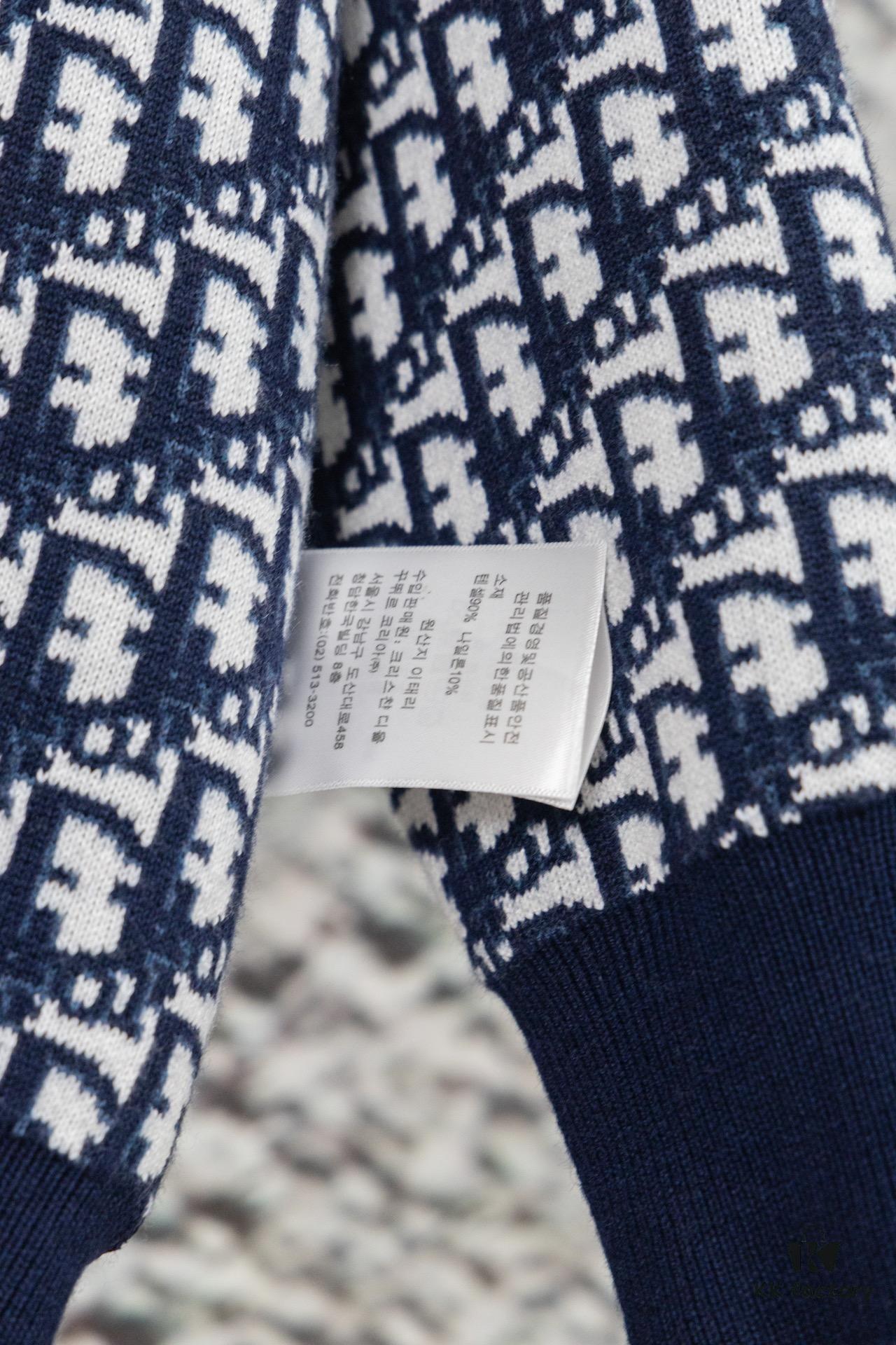 DIOR Knit Coat with Double-Faced Cashmere and Logo Jacquard