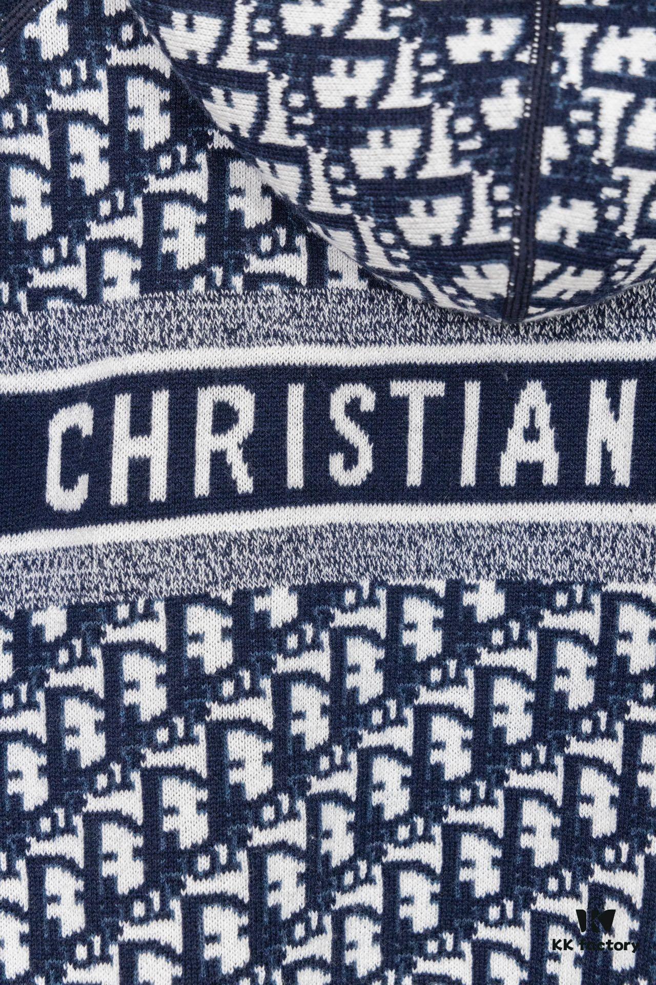 DIOR Knit Coat with Double-Faced Cashmere and Logo Jacquard