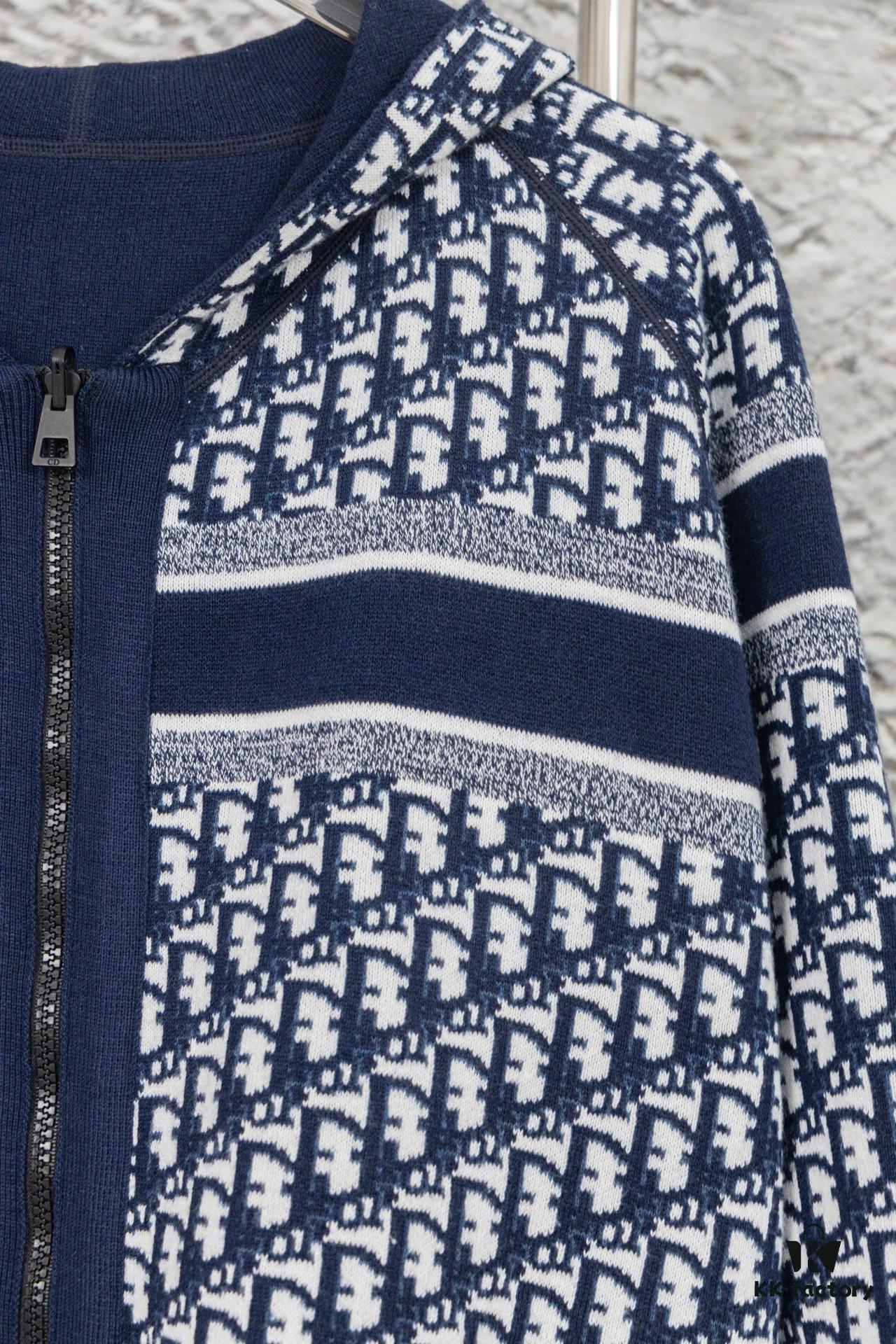 DIOR Knit Coat with Double-Faced Cashmere and Logo Jacquard