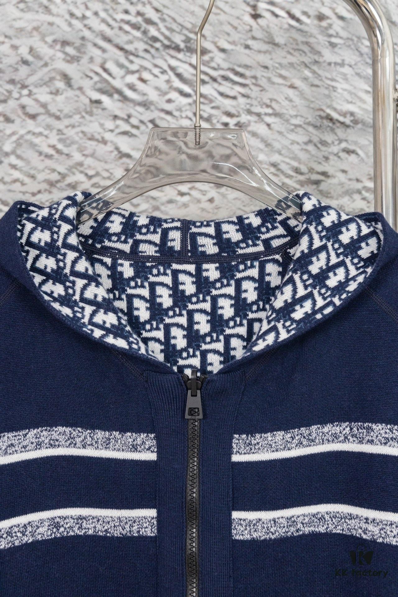 DIOR Cashmere Blend Reversible Logo Knit Coat