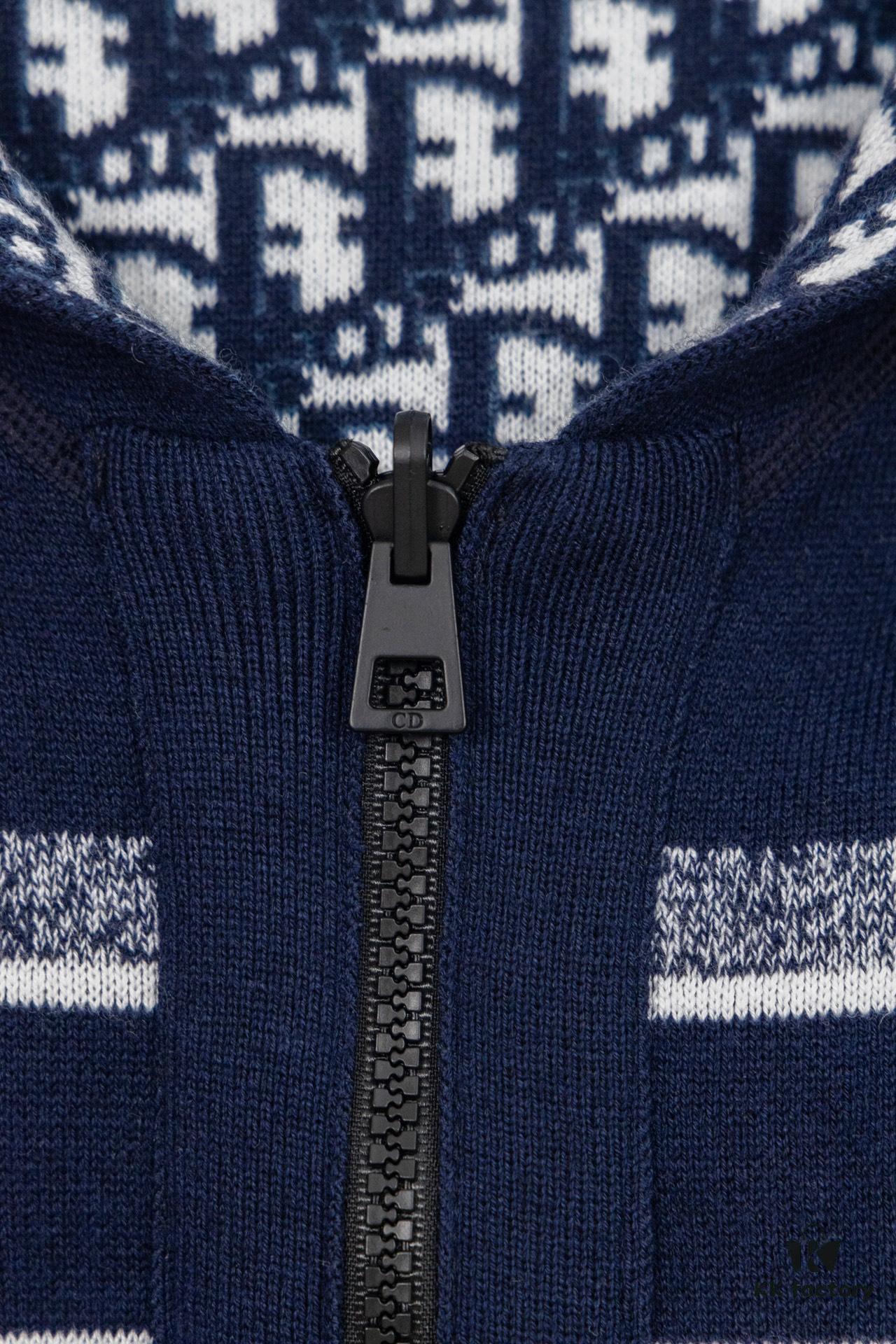 DIOR Cashmere Blend Reversible Logo Knit Coat