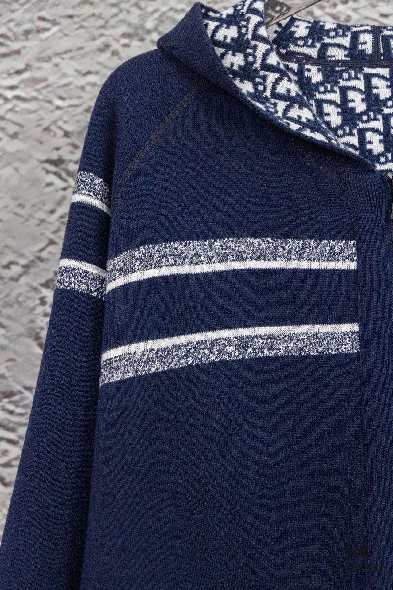 DIOR Cashmere Blend Reversible Logo Knit Coat