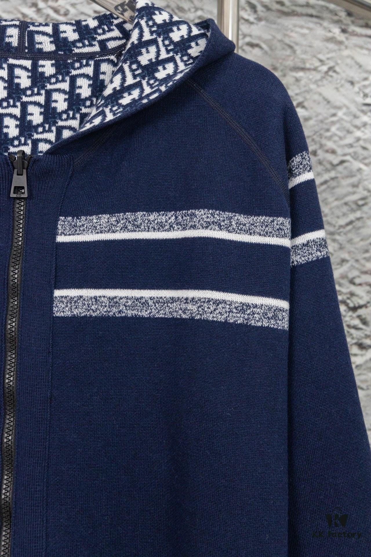 DIOR Cashmere Blend Reversible Logo Knit Coat