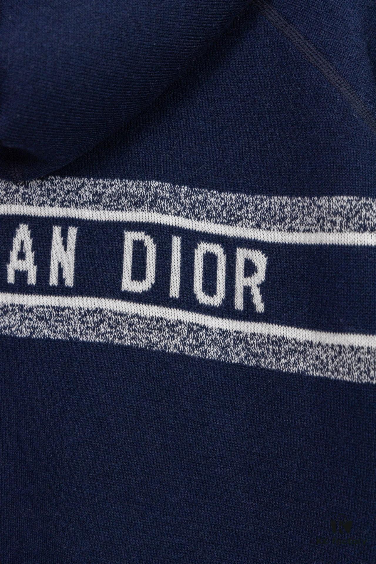 DIOR Cashmere Blend Reversible Logo Knit Coat