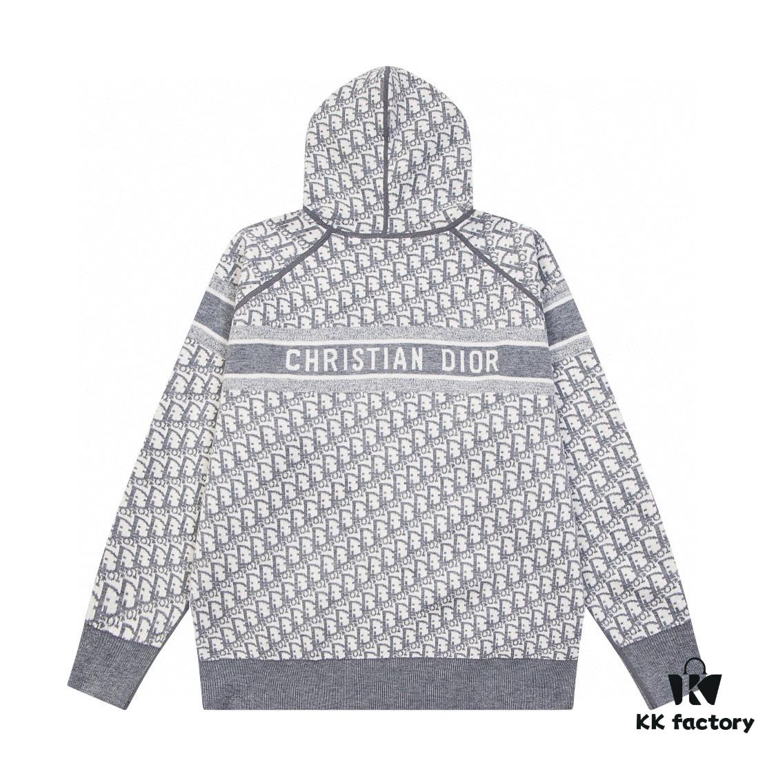 DIOR Knit Coat with Reversible Cashmere and Logo Pattern