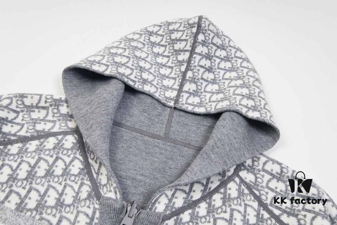 DIOR Knit Coat with Reversible Cashmere and Logo Pattern