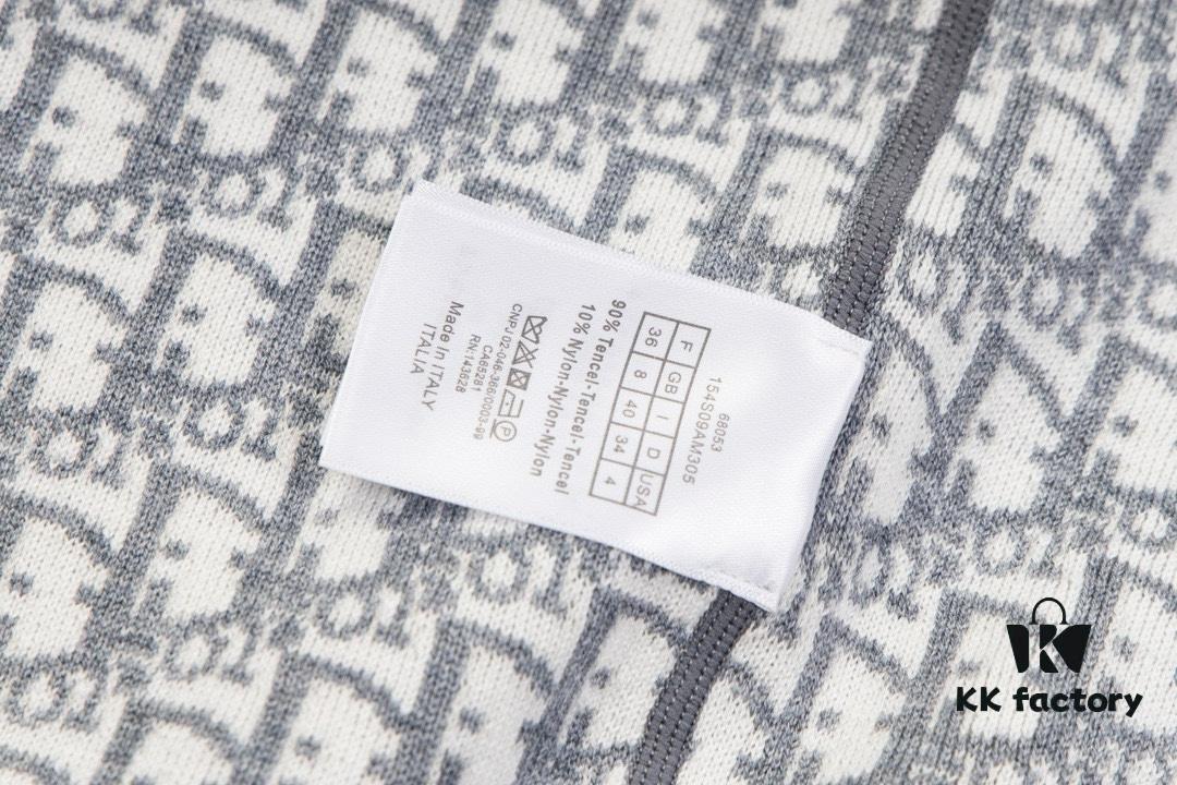 DIOR Knit Coat with Reversible Cashmere and Logo Pattern