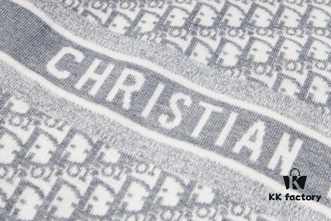 DIOR Knit Coat with Reversible Cashmere and Logo Pattern