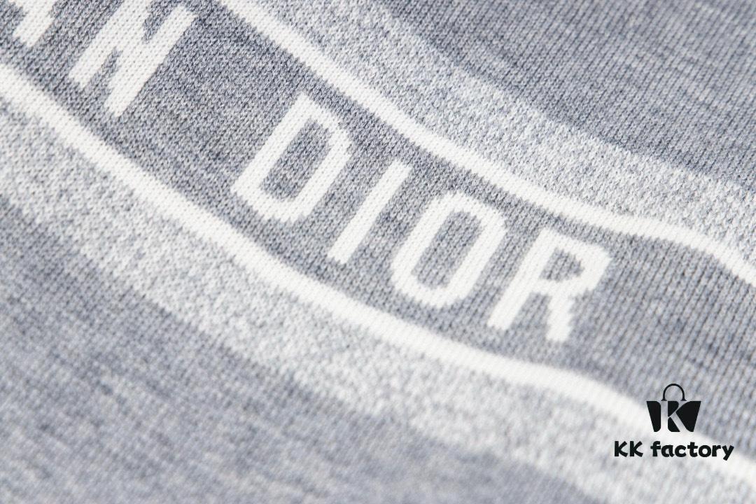 DIOR Knit Coat with Reversible Cashmere and Logo Pattern