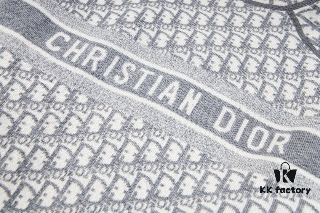 DIOR Knit Coat with Reversible Cashmere and Logo Pattern