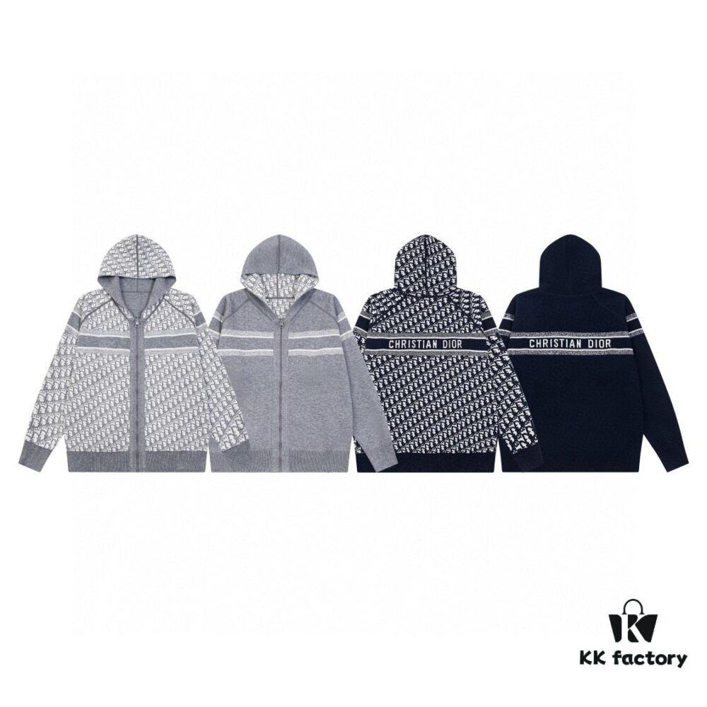 DIOR Knit Coat with Reversible Cashmere and Monogram Logo