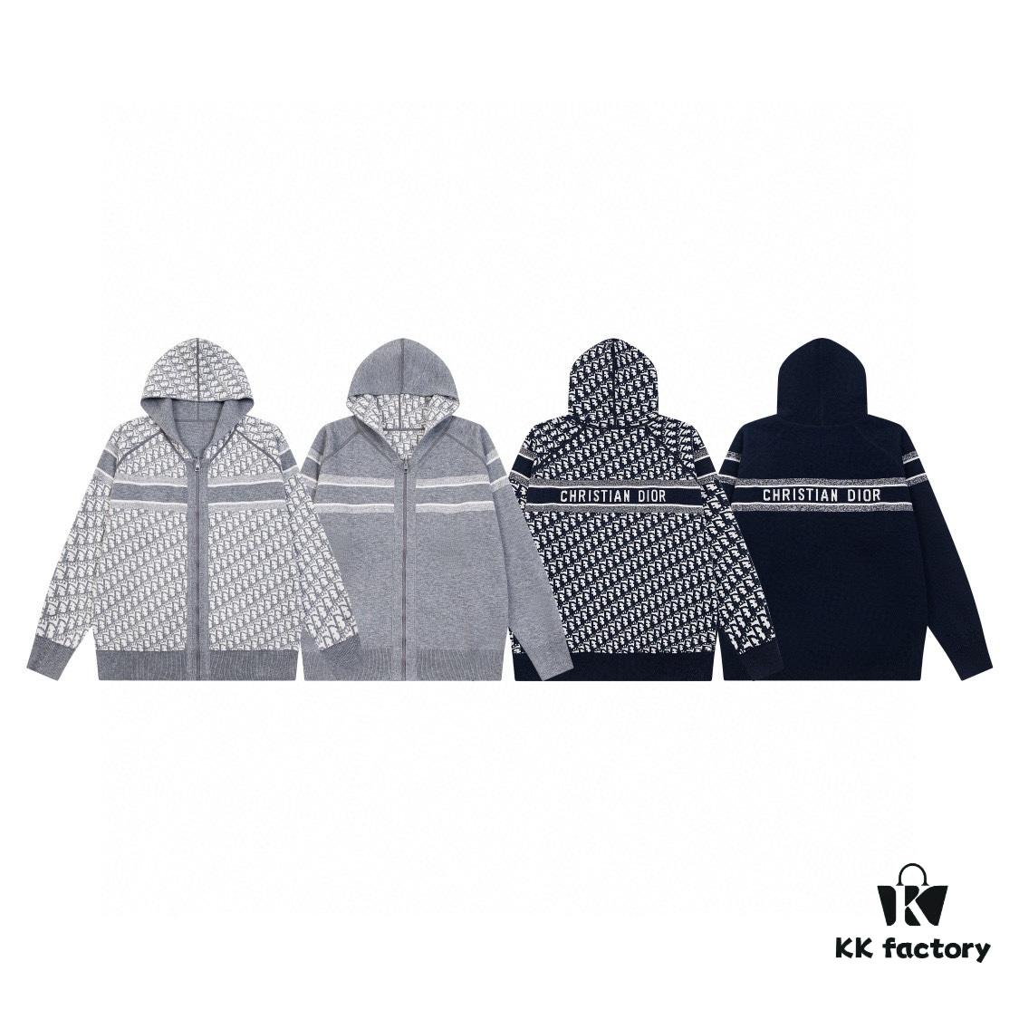 DIOR Knit Coat with Reversible Cashmere and Monogram Logo