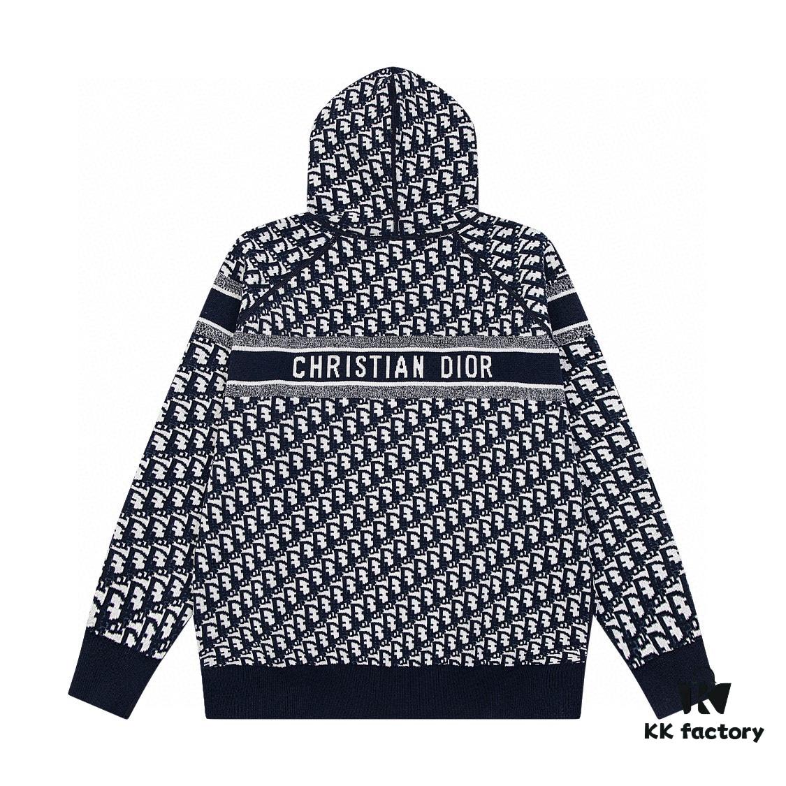 DIOR Knit Coat with Reversible Cashmere and Monogram Logo