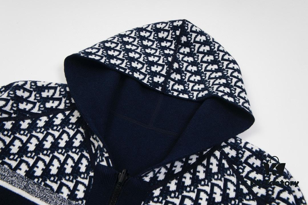 DIOR Knit Coat with Reversible Cashmere and Monogram Logo