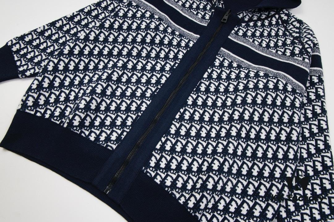 DIOR Knit Coat with Reversible Cashmere and Monogram Logo