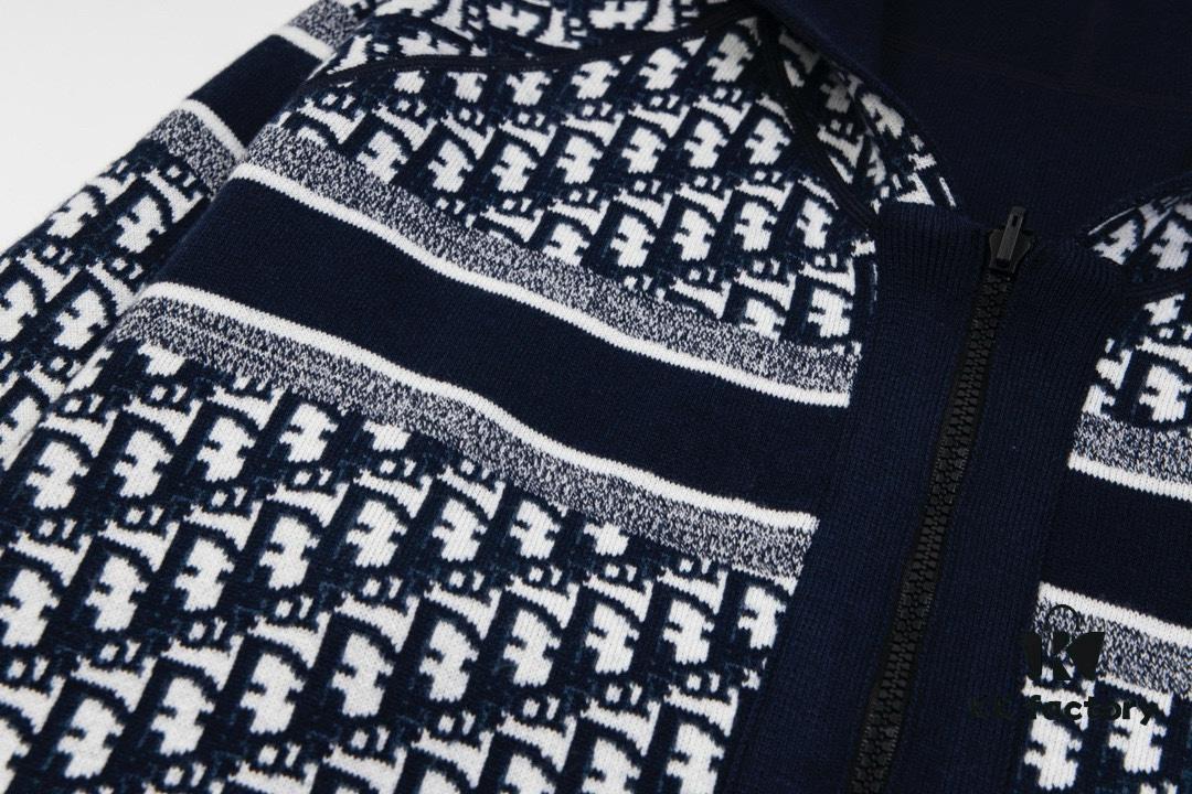 DIOR Knit Coat with Reversible Cashmere and Monogram Logo