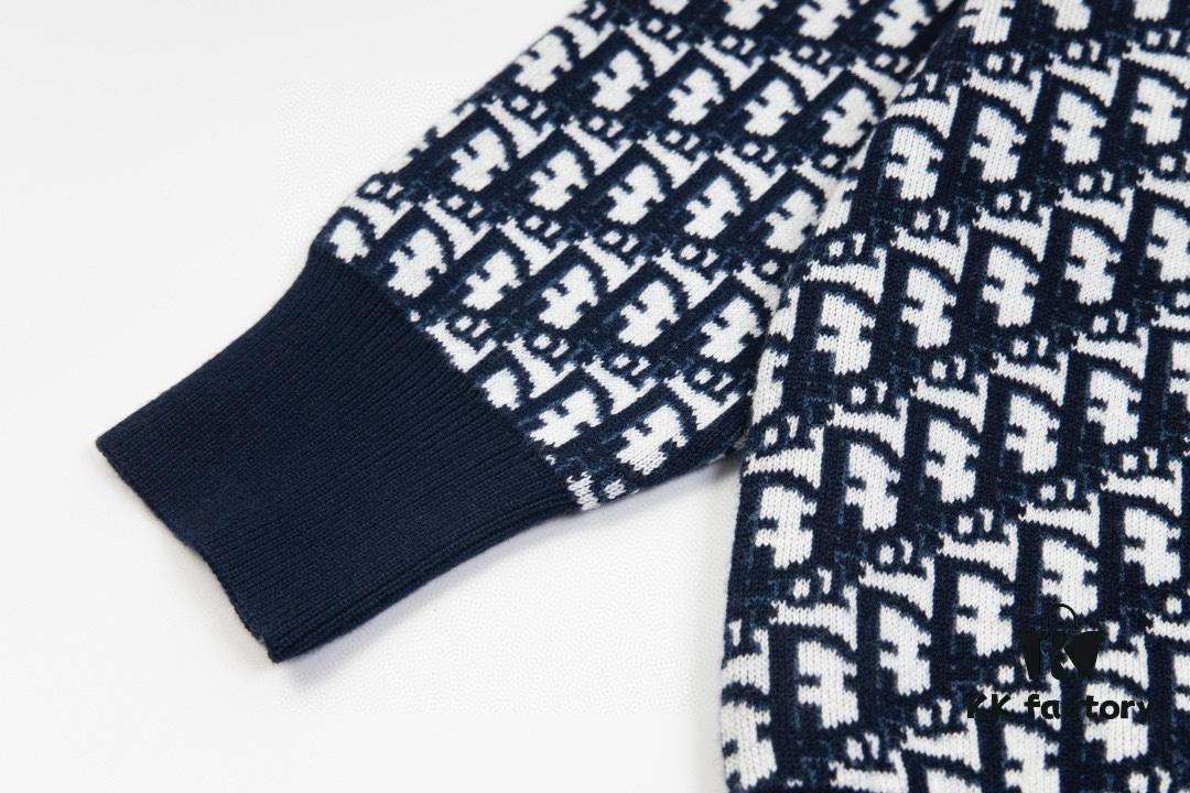 DIOR Knit Coat with Reversible Cashmere and Monogram Logo