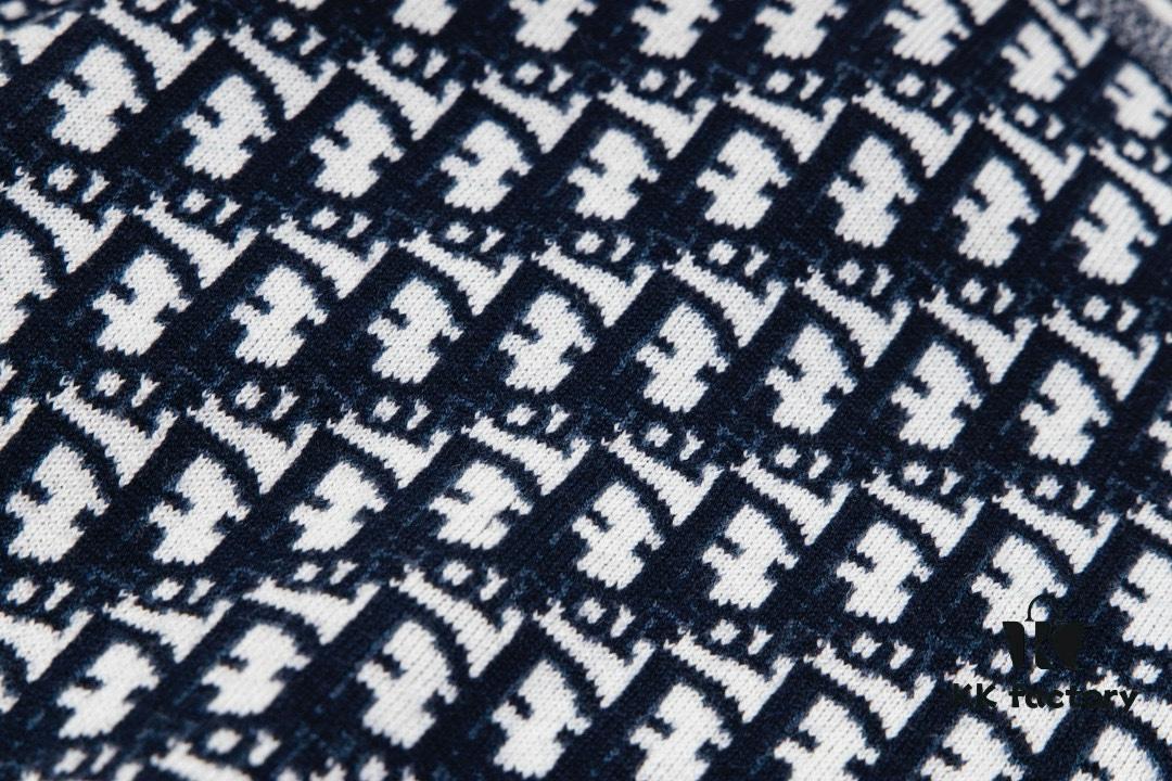 DIOR Knit Coat with Reversible Cashmere and Logo Pattern