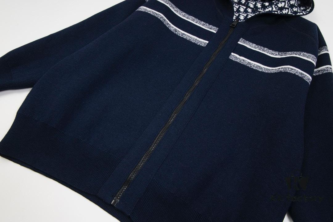 DIOR Knit Coat with Reversible Cashmere and Logo Pattern