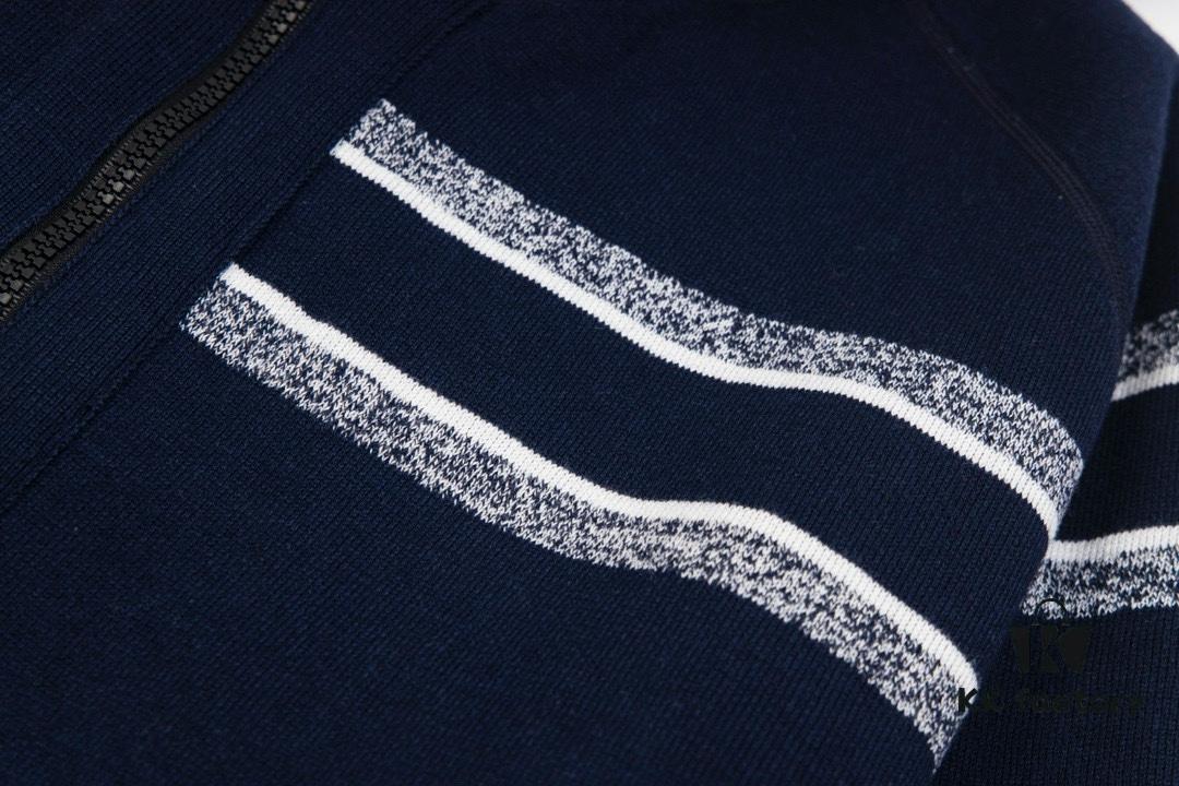 DIOR Knit Coat with Reversible Cashmere and Logo Pattern