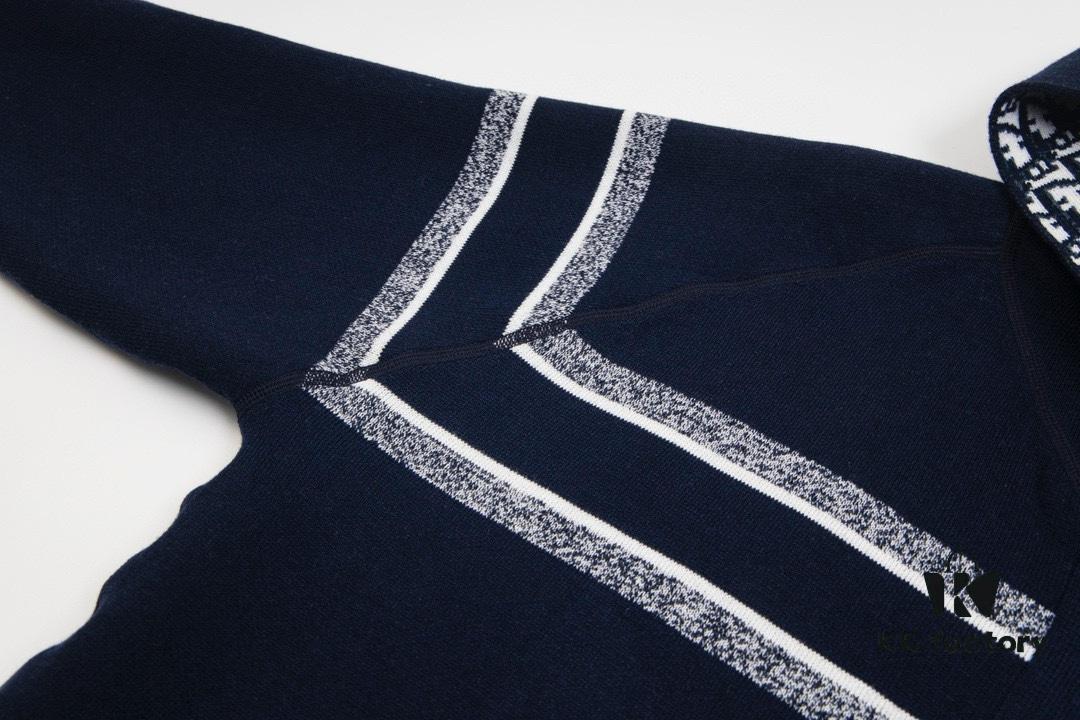 DIOR Knit Coat with Reversible Cashmere and Logo Pattern