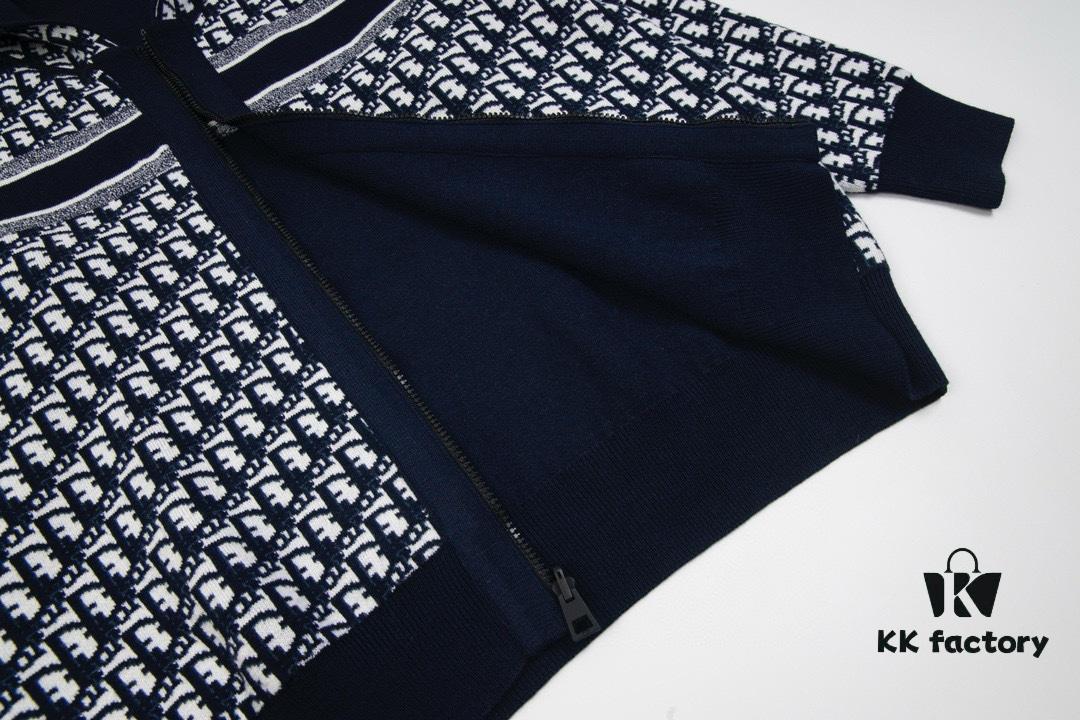 DIOR Knit Coat with Reversible Cashmere and Logo Pattern