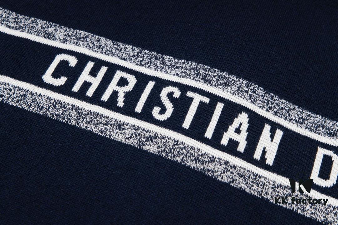 DIOR Knit Coat with Reversible Cashmere and Logo Pattern