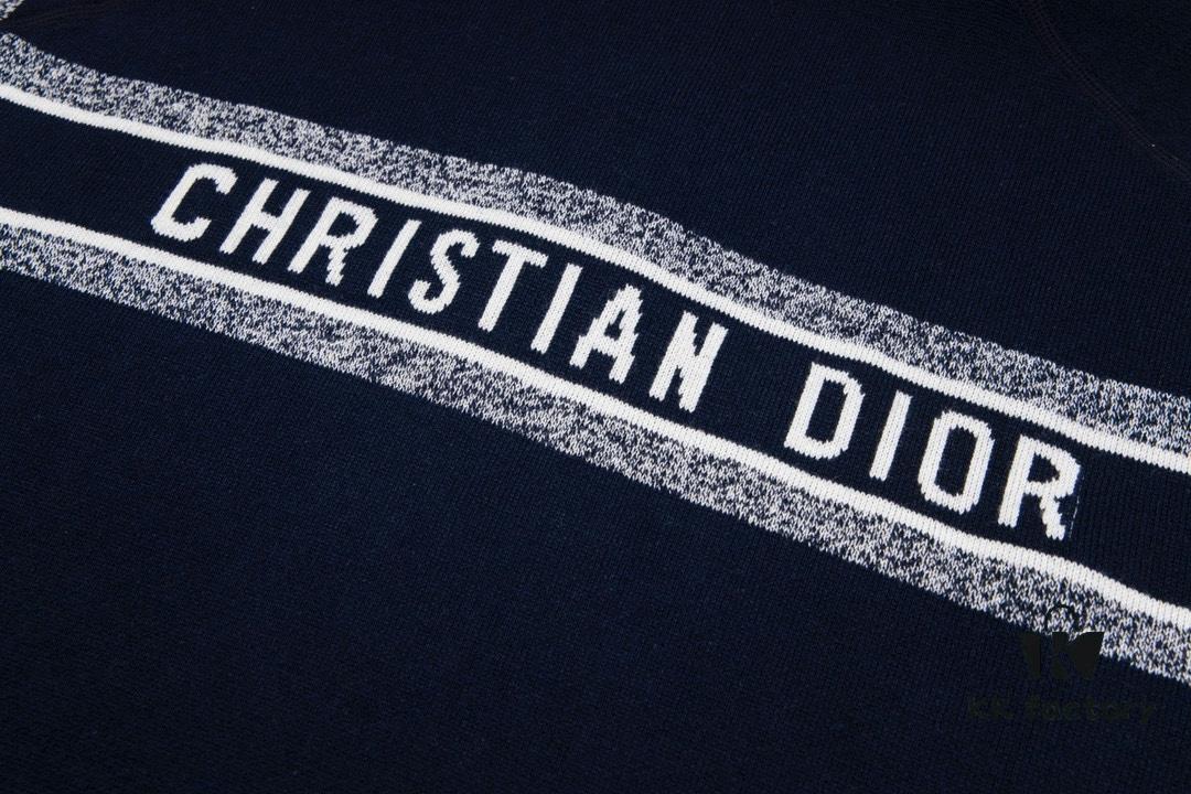 DIOR Knit Coat with Reversible Cashmere and Logo Pattern