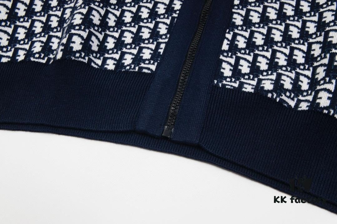 DIOR Knit Coat with Reversible Cashmere and Logo Pattern