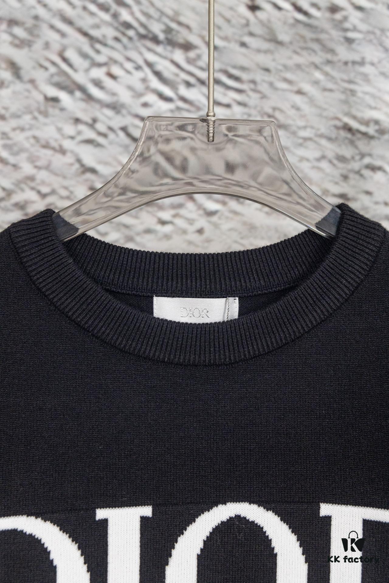 DIOR Autumn/Winter New Arrival Crew Neck Sweater with Chest Letter Jacquard Pattern, Unisex Stylish Casual Wear