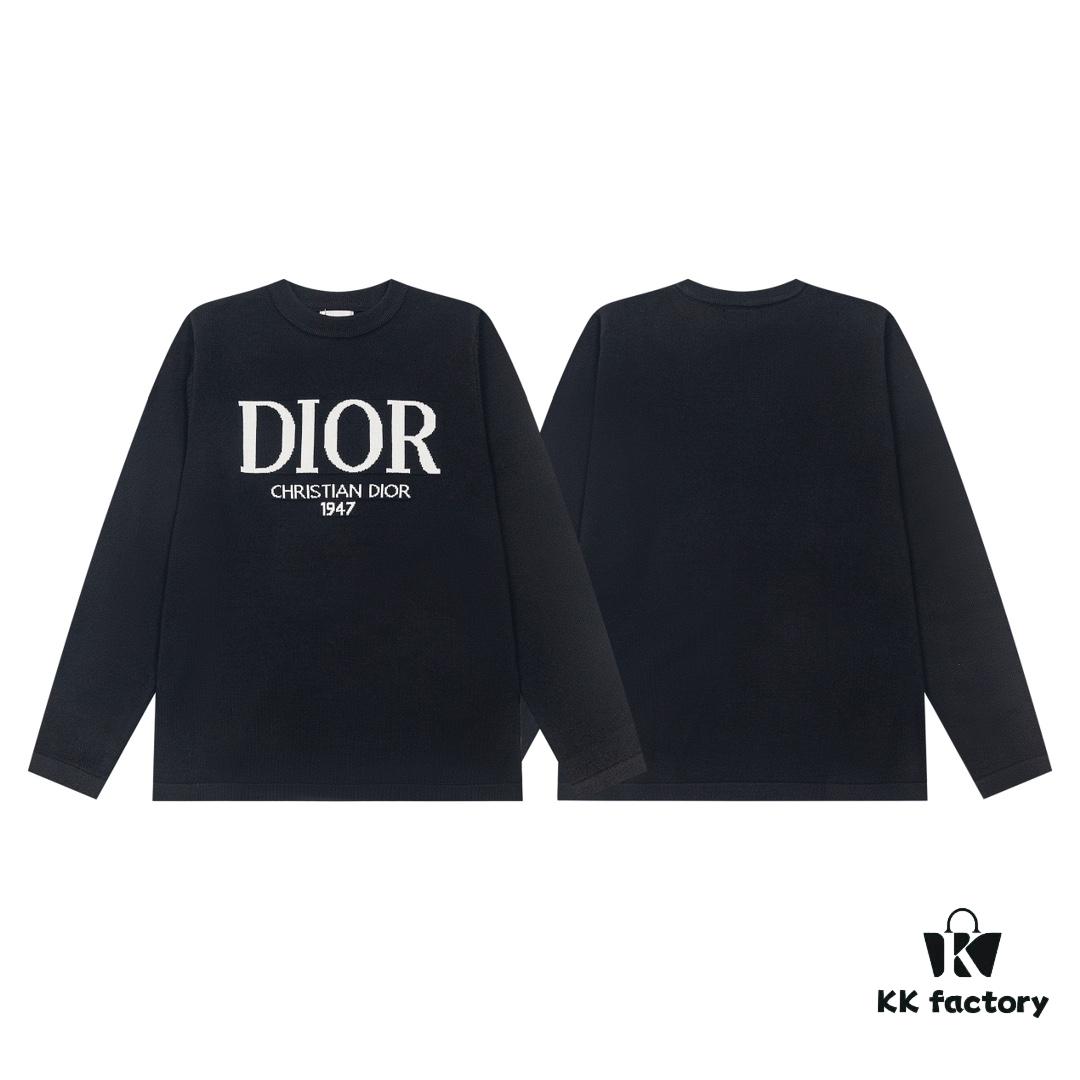 DIOR Autumn-Winter New Arrival Letter Jacquard Crew Neck Sweater Unisex Stylish Pullover